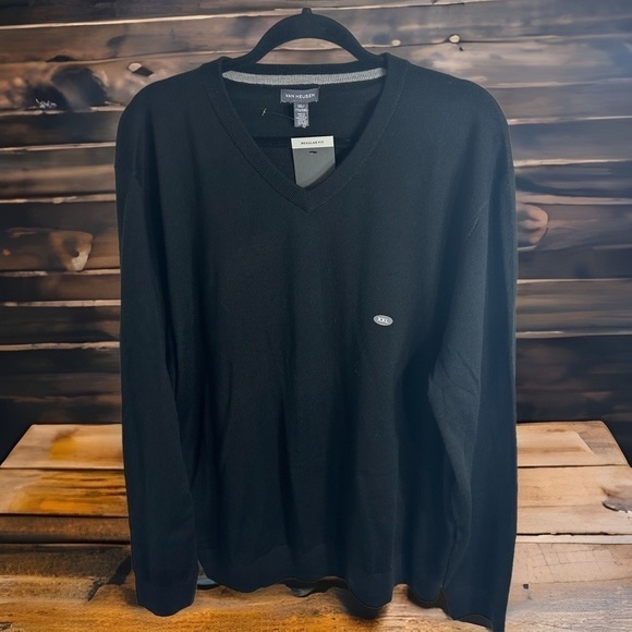 Van Heusen Wool Sweater Men’s NWT XXL Black V-neck - Picture 1 of 8